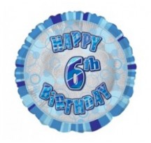 6th Birthday Blue 18" Foil Balloon