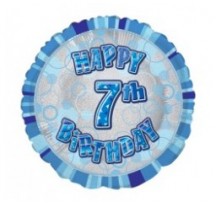 7th Birthday Blue 18" Foil Balloon