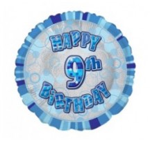 9th Birthday Blue Foil Balloon