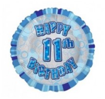 11th Birthday Blue 18" foil balloon