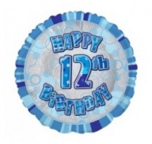 12th Birthday Blue 18" foil balloon