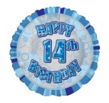 14th Birthday Blue Unique Foil 18"