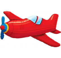 Red Vintage Airplane Supershape Foil Balloon