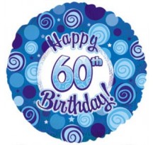 60th Birthday Dazzeloon Blue 18" Foil balloon