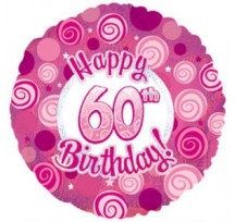 60th Birthday Dazzeloon Pink 18" Foil balloon