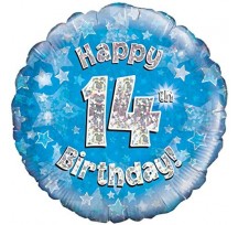 14th Birthday Blue 18" foil balloon