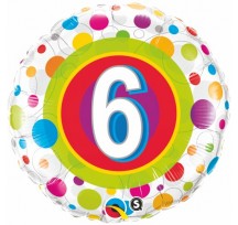 6th Birthday Colourful Dots 18" foil balloon