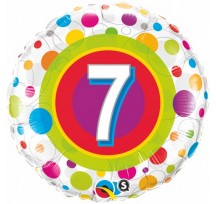 7th Birthday Colourful Dots 18" foil balloon