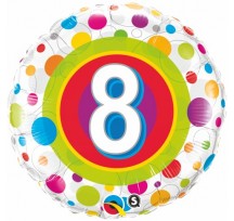 8th Birthday Colourful Dots 18" foil balloon