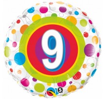 9th Birthday Colourful Dots 18" foil balloon