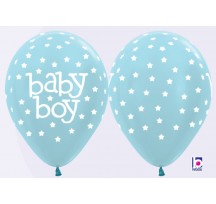 Baby Boy Pearl Blue 30cm Printed Helium Latex Balloon 