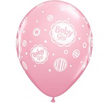 Baby Girl Dots 28cm Printed Helium Latex Balloon 