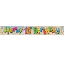 Happy 10th Birthday Prismatic Foil Banner