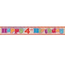 4th Birthday Prismatic Foil Banner