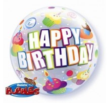 Birthday Colourful Cupcakes 22" bubble balloon
