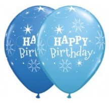 Happy Birthday Sparkle Robins Egg & Dark Blue 11"/28cm Printed Balloons