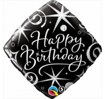 Happy Birthday Elegant Sparkles & Swirls 18"/45cm Foil Balloon