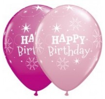Happy Birthday Sparkle Pink & Wildberry 11"/28cm Printed Balloons