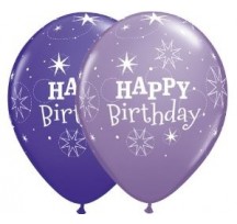 Happy Birthday Sparkle Purple & Lilac 11"/28cm Printed Balloons