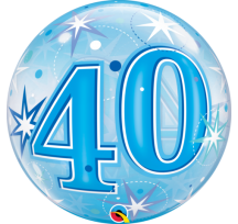 40 Blue Starburst Sparkle 22" Bubble Balloon