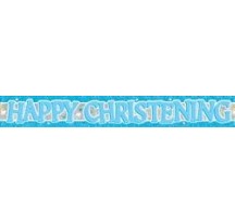 Happy Christening foil banner Blue