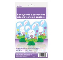 Easter Bunny Honeycomb Decorations - 3pk