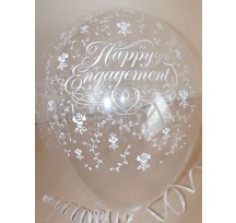 Happy Engagement Flowers-A-Round Clear 30cm Printed Helium Latex Balloon 