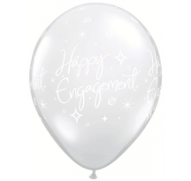 Happy Engagement Elegant Sparkles 28cm Printed Balloon (Clear)