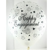 Happy Engagement Pearl White 30cm Printed Helium Latex Balloon 
