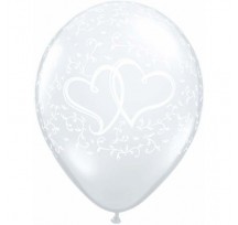 Entwined Hearts Clear 11"/28cm  Printed Balloons