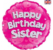 Happy Birthday Sister 18" foil balloon pink