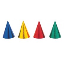 Holographic  Laser Cone Party Hats Assorted