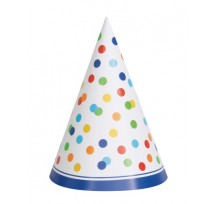 Assorted Polka Dots Party Hats 8pk