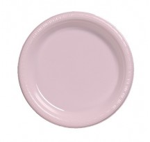 Light Pink Plastic Dinner Plates Pk25
