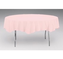 Light Pink Plastic Tablecloth Round