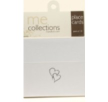 Place Cards - White with Twin Embossed Hearts ( Silver or Gold) packet of 10