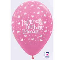 Happy Birthday Princess Pink 11"/28cm Helium Latex Balloon
