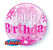 Birthday Pink Starburst Sparkle 22" Bubble Balloon