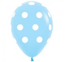 Polka Dot Pastel Blue 28cm Printed Latex Balloon 