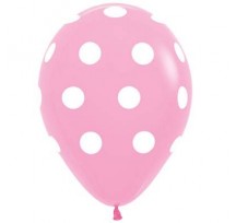 Polka Dot Std Pink 28cm Printed Latex Balloon 