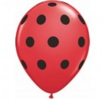 Polka Dot Red with black spots 28cm Printed Latex Balloon 