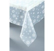 Snowflakes Tablecover clear with White Snowflakes