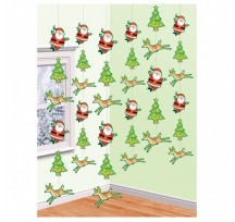 Santa, Trees & Reindeer String Decoration